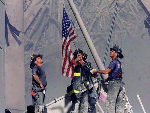 9-11 raising flag