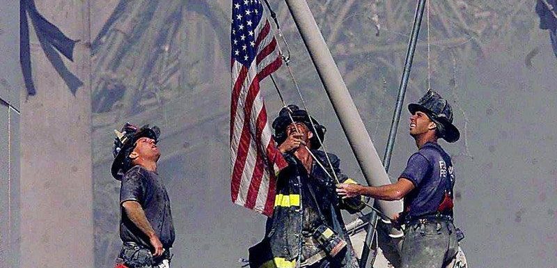 9-11 raising flag